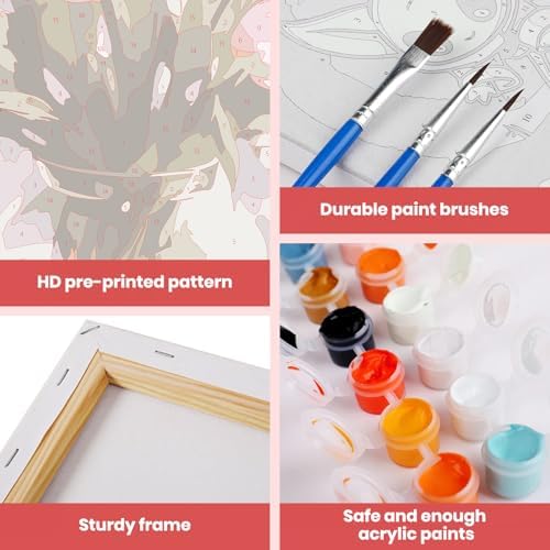 MXJSUA Pink Tulips Framed Paint by Numbers Kit for Adults Beginner with Wooden Easel, Adults' Paint-by-Numbers on Canvas, Easy DIY Acrylic Number Painting for Home Decor Gifts, 8x12 inch - Image 4