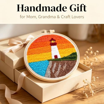 LACHLAND Punch Needle Kit for Beginners Lighthouse Embroidery DIY Craft Set - Image 4
