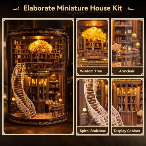 Book Nook Kit for Adults, 3D Wooden Puzzle DIY Miniature House LED Light - Image 4