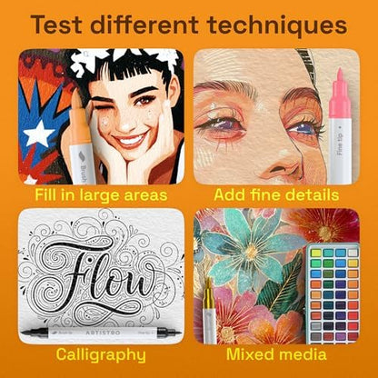 ARTISTRO 36 Mixed Colors Dual-Tip Acrylic Paint Marker Pens for Drawing - Image 5