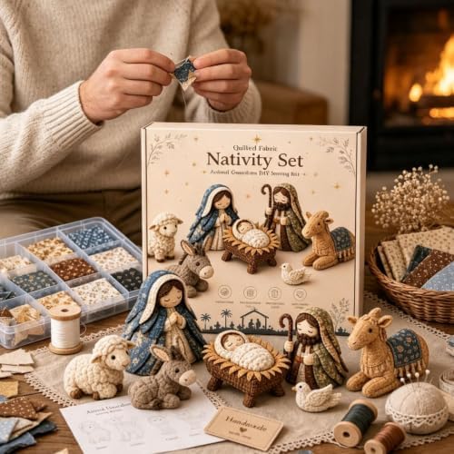 DIY Quilted Fabric Nativity Set Sewing Kit, Detailed Hand-Stitch Holy Family Manger Craft Set, Nativity Ornament Making Project for Home Display & Faith-Based Decor Creation for Adults，Type B - Image 5