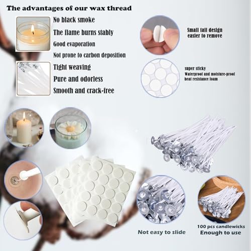 136PCS Professional Candle Making Kit with Soy Candle Wicks,Big Hole Long Wicking Needle for Molds with Storage Bag,Wick Trimmer,Mold Hook Eye Punch Needle for Candle Lover Beginner - Image 7