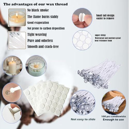 136PCS Professional Candle Making Kit with Soy Candle Wicks,Big Hole Long Wicking Needle for Molds with Storage Bag,Wick Trimmer,Mold Hook Eye Punch Needle for Candle Lover Beginner - Image 7
