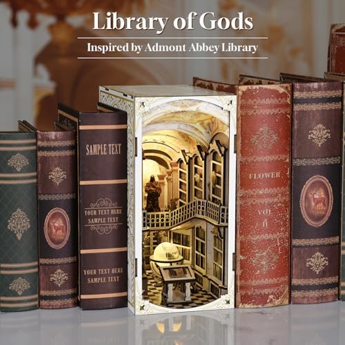 CCCDF Library of Gods Book Nook Kit, DIY Miniature House with LED - Image 5