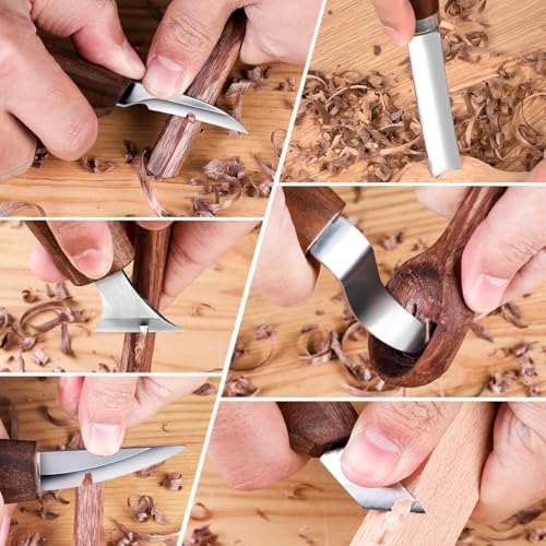 Wood Carving Kit,38pcs Wood Carving Tools with 9 Wood Carving Knives,3 Detail Knives,14 Basswood Blocks,Ergonomic Handle Design,Thick Leather Storage Bag,Whittling Kit for Beginners Adults Kids Hobby - Image 5