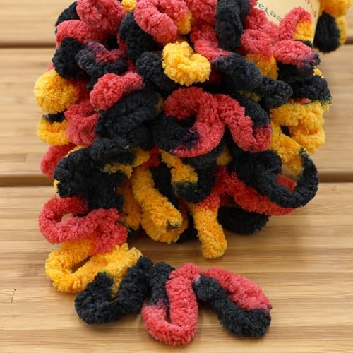 JubileeYarn Fun Finger Loops Yarn - Red Yellow Black - 5 Skeins - Image 3