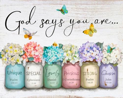 Paint by Numbers Kit for Adults, Christian Bible Verse, 16 x 20 Inch by GEEHEIY