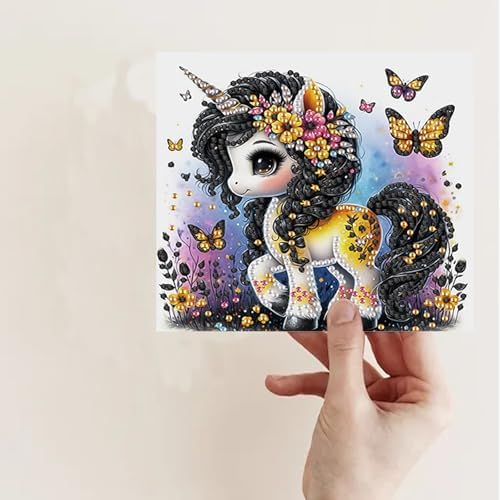 TDFERAN 6 Packs DIY Diamond Art Cards Unicorn Diamond Painting Cards Holiday Making Kit Diamond Art Card with Envelopes Diamant Painting Greeting Card for Holiday Birthday Thanksgiving Day - Image 7