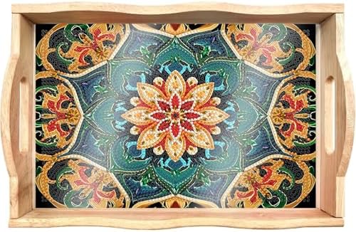 DOTSOPS Mandala Diamond Painting Wooden Serving Tray with Handle for Adults by DOTSOPS
