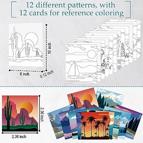 Ctosree 12 Sets Pre Drawn Canvas Sip Paint Kit,Landscape,8 x 10 in - Image 2