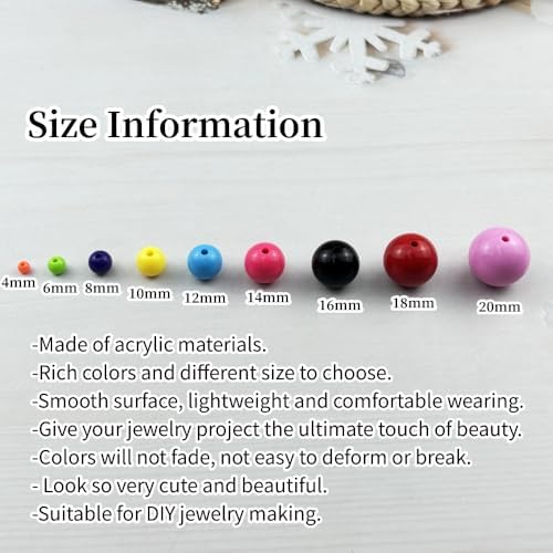 100pcs Acrylic Round Beads for Crafts 12mm Resin Candy Color Spacer Beads with Hole for Jewelry Making Sewing Crafts Decoration Necklaces Bracelets Earrings Supplies(Light Pink) - Image 3