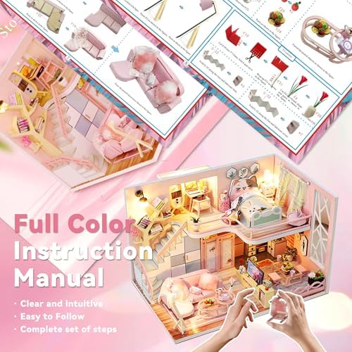 Flever Wooden DIY House Kit, Miniature with Furniture, Creative Craft Gift for Lovers and Friends (Blossom Stories) - Image 6