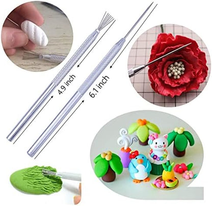 Artzuvs 14Pcs Ceramic Pottery Clay Ribbon Sculpting Tools Kit Wire Texture and Needle Detail Tool with Plastic Box for Carving, Modeling,Sculpture,Trimming - Image 5