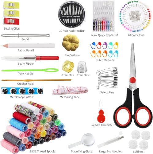 LUPOGRIGIO Sewing Machine Kit for Hand Held Sewing Machine, 183PCS Needle and Thread Kit with Basic Sewing Supplies and Accessories for Travel Small Fixes, Emergency Repairs, Beginners - Image 2