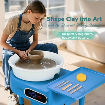 Bonoutil 12" Pottery Wheel Machine with Bat System for Adults Beginners - Image 2