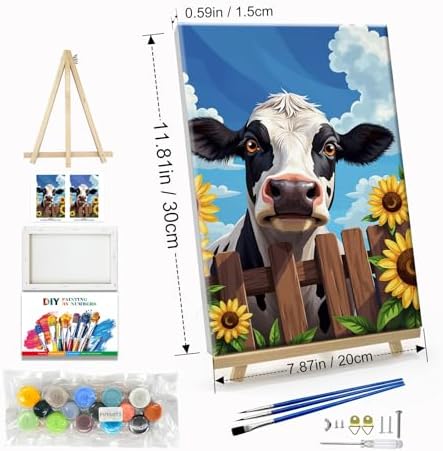 JOOZ 5D Cow Paint by Numbers Kit for Adults with Frame 8x12 Inch - Image 2