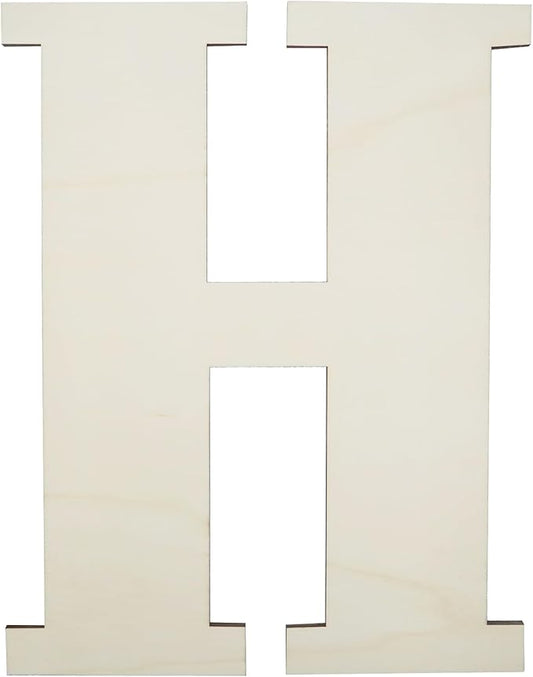 Big Unfinished Wooden Letters for Wall Decor 12 Inch Large Wooden Alphabet Blank Unfinished Wooden Letters for Craft Projects Birthday Party Wedding Wine Bar Sign - H