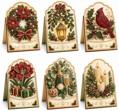 Diamond Art Christmas Cards 6 Pack, 5D DIY Gem Greeting Kits with Envelopes by Unknown