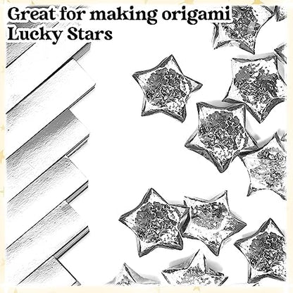 Kigeli 1000 Sheets Origami Star Paper Strips,Silver,Solid Style - Image 7