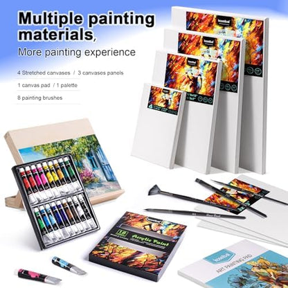 koseibal Acrylic Paint Set with Tabletop Easel and Canvas for Kids, Adults - Image 4