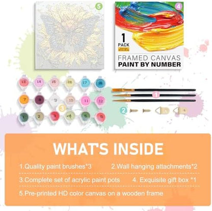 Framed Paint by Numbers Kit for Adults Beginners, Butterfly Sunflower - Image 6