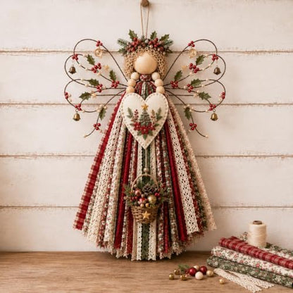 CHIANART Angel Fabric Hanging DIY Kit, Macrame Wall Weaving Craft,Crochet Wall Hanging Kit, Rustic Farmhouse Christmas Tree & Holiday Home Decor, Beginner-Friendly Handmade Gift for Women (K) by Unknown