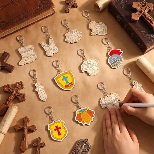 RattanView 24 Pcs Armor of God Crafts Color Your Own Keychains - Image 4