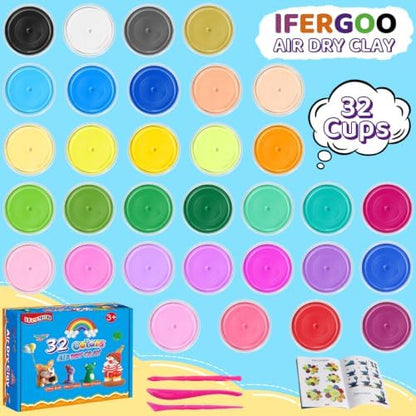 ifergoo Air Dry Clay Kit - 32 Colors Magic Foam Modeling Clay for Kids - Image 3