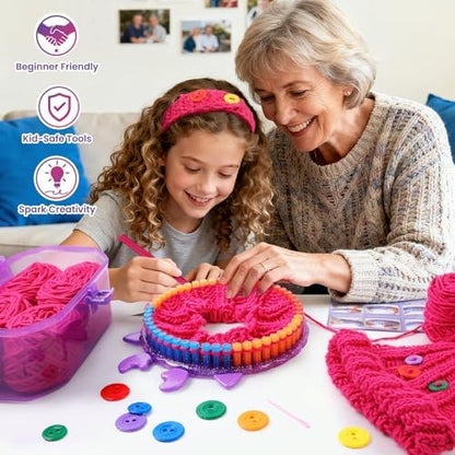 Loom Knitting Kit for Beginners - DIY Hat & Scarf Craft Toy with Buttons - Fun Crochet Toy for Kids Ages 7 8-12 - Perfect Birthday and Christmas Gift for Girls - Image 6