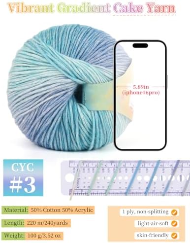 Coopay Yarn for Crocheting & Knitting, Gradient Cake Yarns (Blue Light) - Image 3
