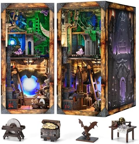 MiniCity Book Nook Kit, DIY Miniature Dollhouse Booknook Kit with Led Light and Dust Cover (Blade and Magic) by MiniCity