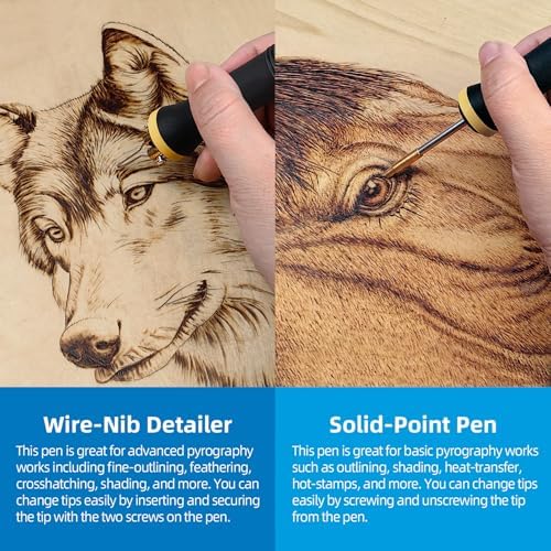 FIRElood LH55-Z2-NS2 Wood Burning Tool 200~750℃, Wood Burning kit with Digital Thermometer Temperature Adjustable Temperature, 2 pyrographic Wood Burning pen Simultaneous heating, 36 pen tips - Image 5