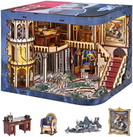 MiniCity Napoleon Book Nook Kit, DIY Wooden Miniature House Puzzle with LED by MiniCity