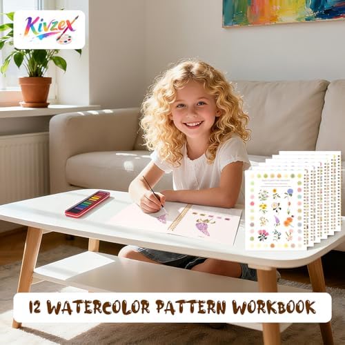 Watercolor Workbook for Adults, Beginner Friendly Watercolor Painting Kit Flowers Water Coloring Book, Nature-Themed Practice Art Gift Water Color Paint Book with Palette and Brush - Image 2