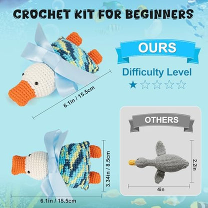 Totiro Crochet Kit for Beginners, Ducks Amigurumi Starter Kit, Easy DIY Craft Set with Step-by-Step Video Tutorials, 2 Pack Animal Crochet Pattern Learning Kit for Teens Adults Birthday Gift - Image 5