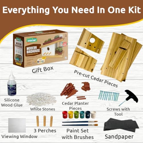 Sparkjump Modern Birdhouse Woodworking Kit - Image 2