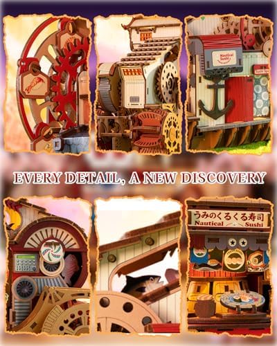 OZJAY Nautical Sushi DIY Miniature House Kit, 3D Wooden Puzzles for Adults - Image 5