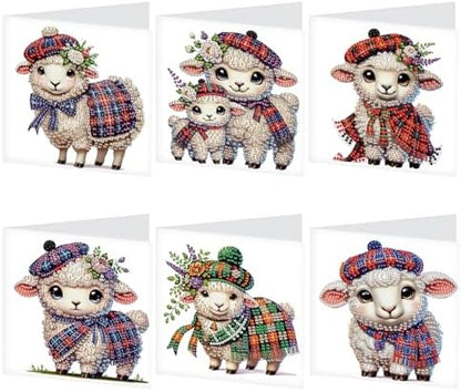 Tontut 6pcs Diamond Art Painting Kit Greeting Card, Hat Goat 5D DIY Diamond Handmade Holiday Glitter Greeting Card with Envelope, Holiday Gift Congratulation by Tontut