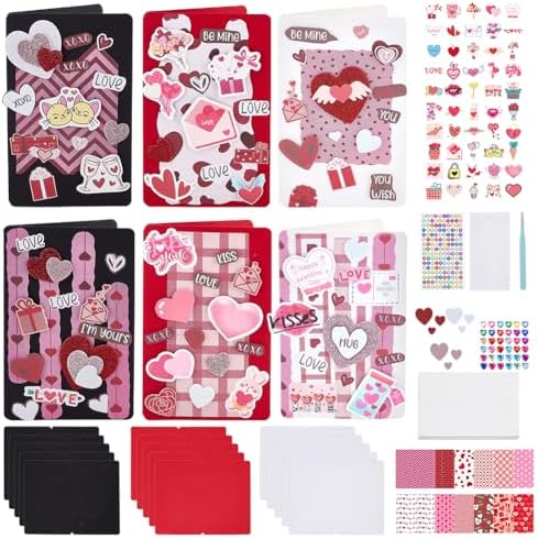WEBEEDY 15 Sets Valentines's Day Card Making Kit Greeting Cards DIY with 15 Envelopes, Blank Cards, Stickers for Birthday with Supplies for Anniversary Invitation Paper Craft Gift by WEBEEDY