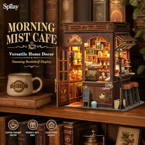 Spilay Book Nook Kit for Adults, Morning Mist Cafe DIY Miniature House Kit - Image 3