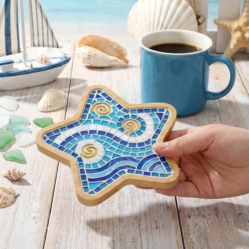 10 Pcs Wooden Mosaic Bases Kits for Crafts, Assorted Shapes Mosaic Substrates Coaster Blank Drinking Cup Coasters for Adults Kids DIY, Home Decor - Image 7