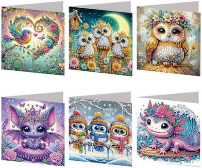 6PCS Animal Diamond Art Painting Greeting Cards Kit with Envelopes - 5D DIY Diamond Art Card Kits for Adults - Handcrafted Postcards for Birthday & Holiday by Unknown
