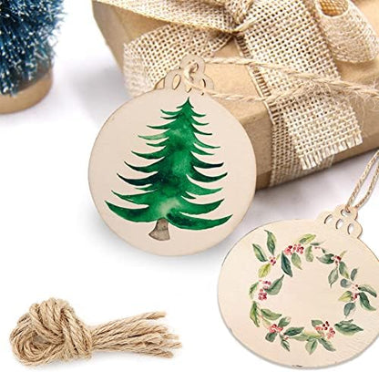 30PCS 3" Round Wooden Ornaments for Crafts, Hanging DIY Christmas Ornaments - Image 4