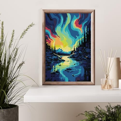 Framed Paint by Numbers Kit for Adults Beginner 8x12 Inch, Starry Night Adult Paint by Number Kits on Canvas, DIY Acrylic Watercolor Landscape Oil Paint by Number for Adults for Home Decor Gift - Image 7
