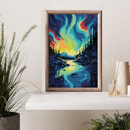 Framed Paint by Numbers Kit for Adults Beginner 8x12 Inch, Starry Night Adult Paint by Number Kits on Canvas, DIY Acrylic Watercolor Landscape Oil Paint by Number for Adults for Home Decor Gift - Image 7