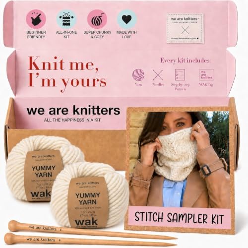 We Are Knitters Stitch Sampler Knitting Kit | Beginner-Friendly Knitting Starter Kit with Yummy Yarn | Learn Essential Stitches & Make Your First Snood by WEAREKNITTERS