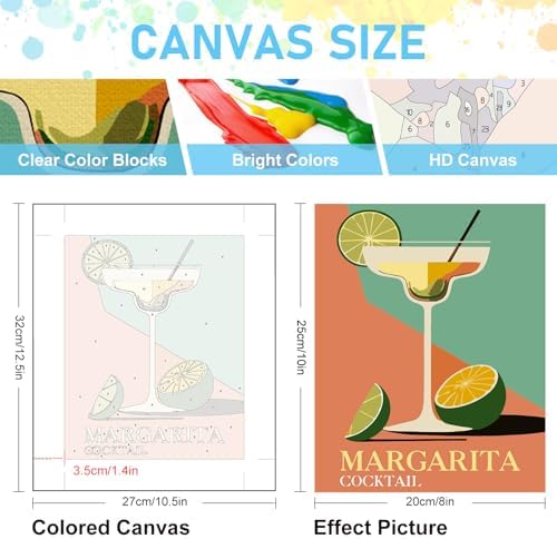 Offito 6 Pack Paint by Numbers Kit for Adults, Retro Cocktail, 8x10 Inch - Image 3