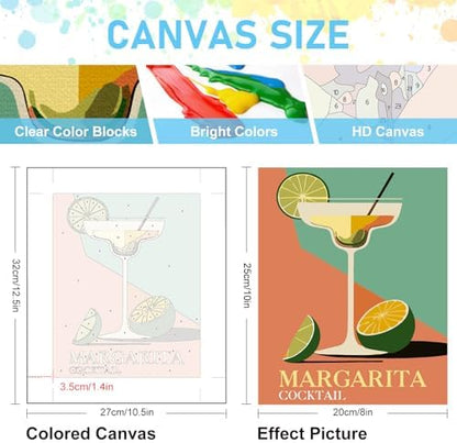 Offito 6 Pack Paint by Numbers Kit for Adults, Retro Cocktail, 8x10 Inch - Image 3