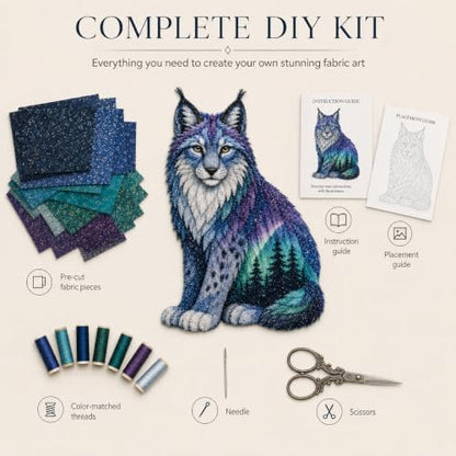 Northern Lights Animal Embroidery Kit DIY Fabric Patchwork Craft Set (L+E) - Image 3