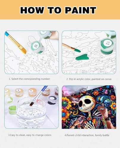 Halloween Jack Paint by Numbers Kit for Adults 16x12 inch (Without Frame) - Image 6